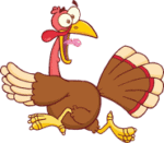 a cartoon turkey running