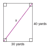 football field for solving hypotenuse problem