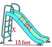 playground slide showing measurements to solve hypotenuse problem