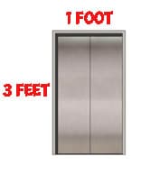 elevator door with measurements 3 X 1