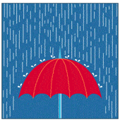 umbrella with rain and dark skies