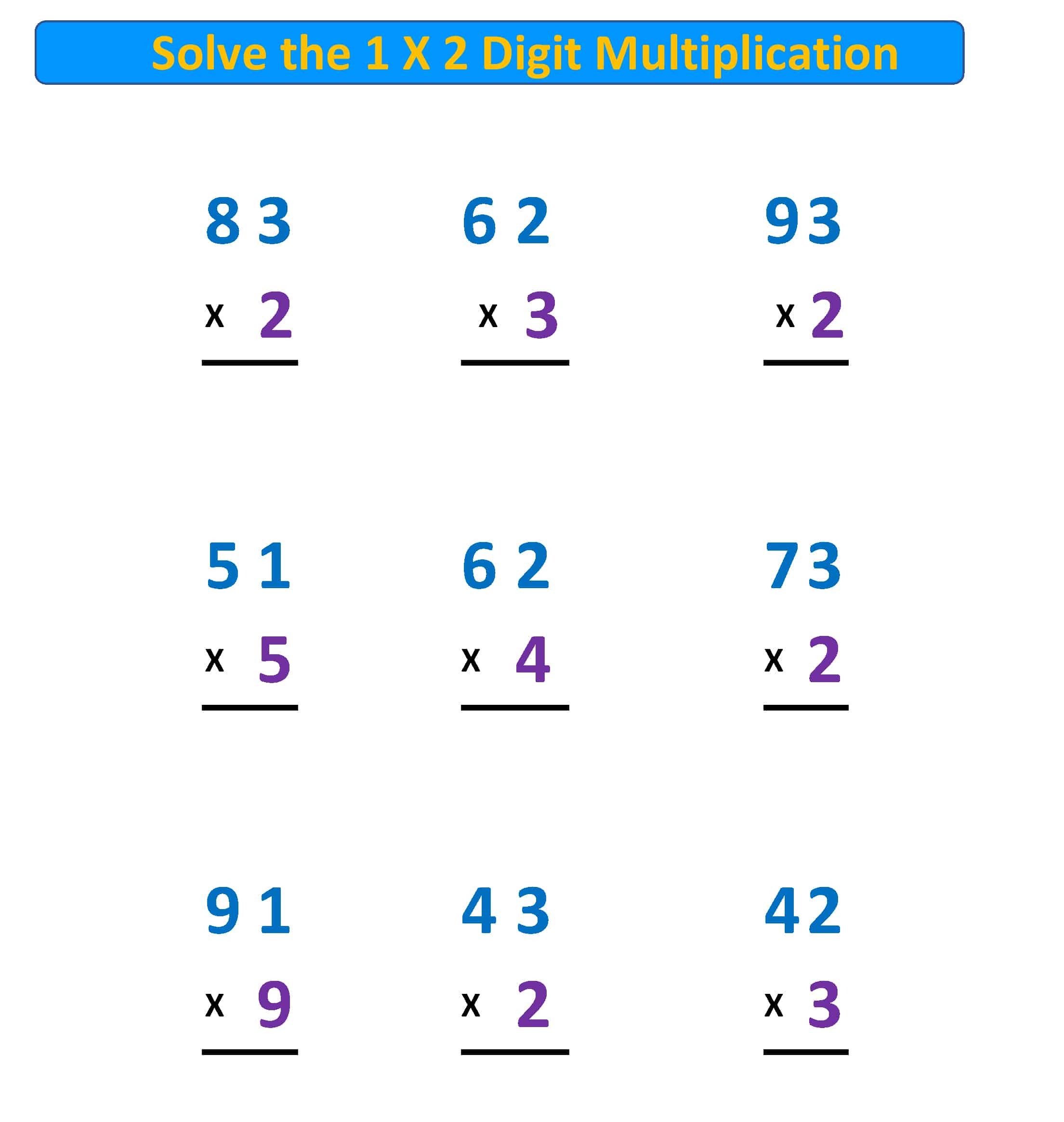 Multiplication 1X2 regroup tens
