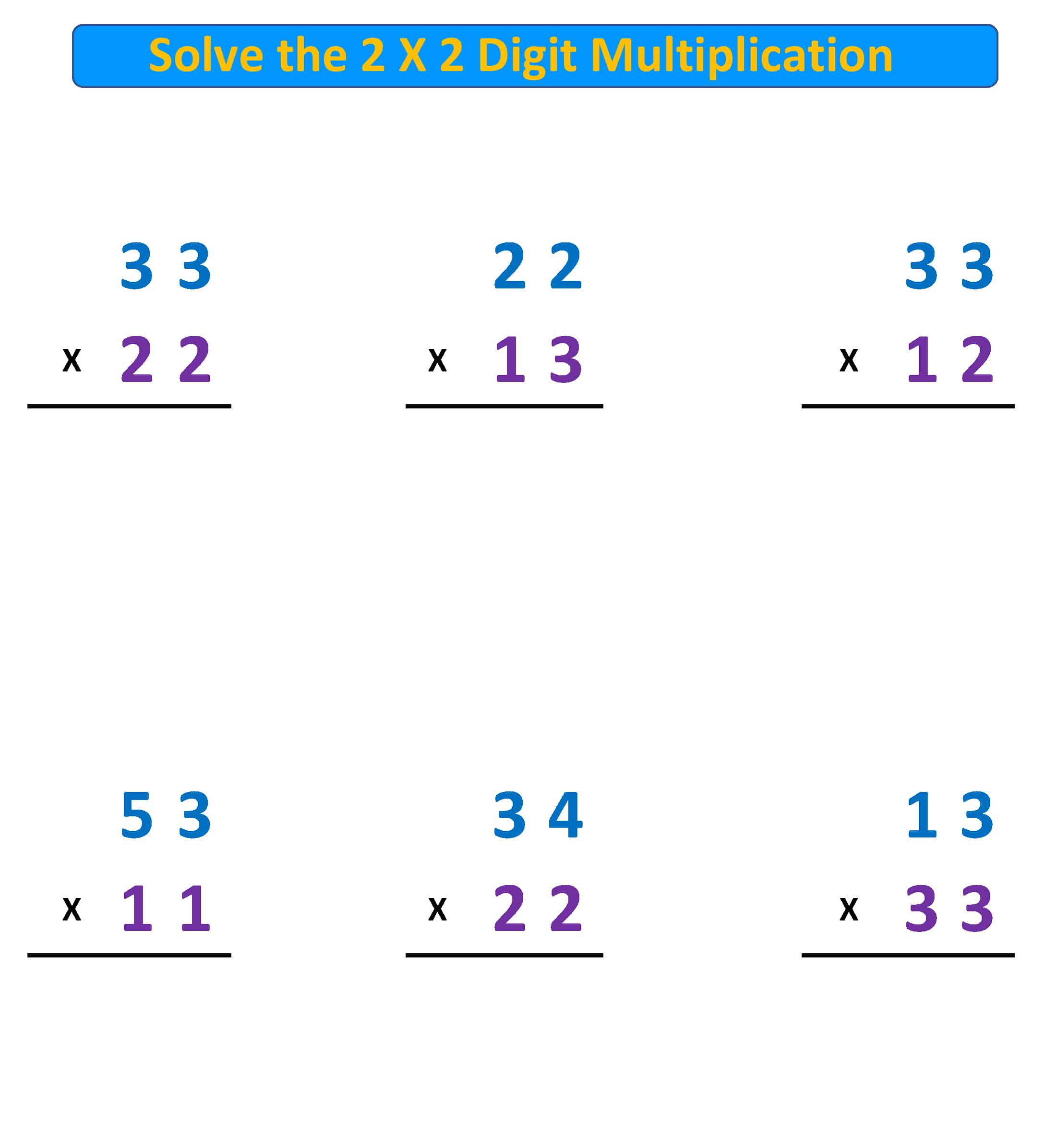 Multiplication 2X2 Digits no regroup