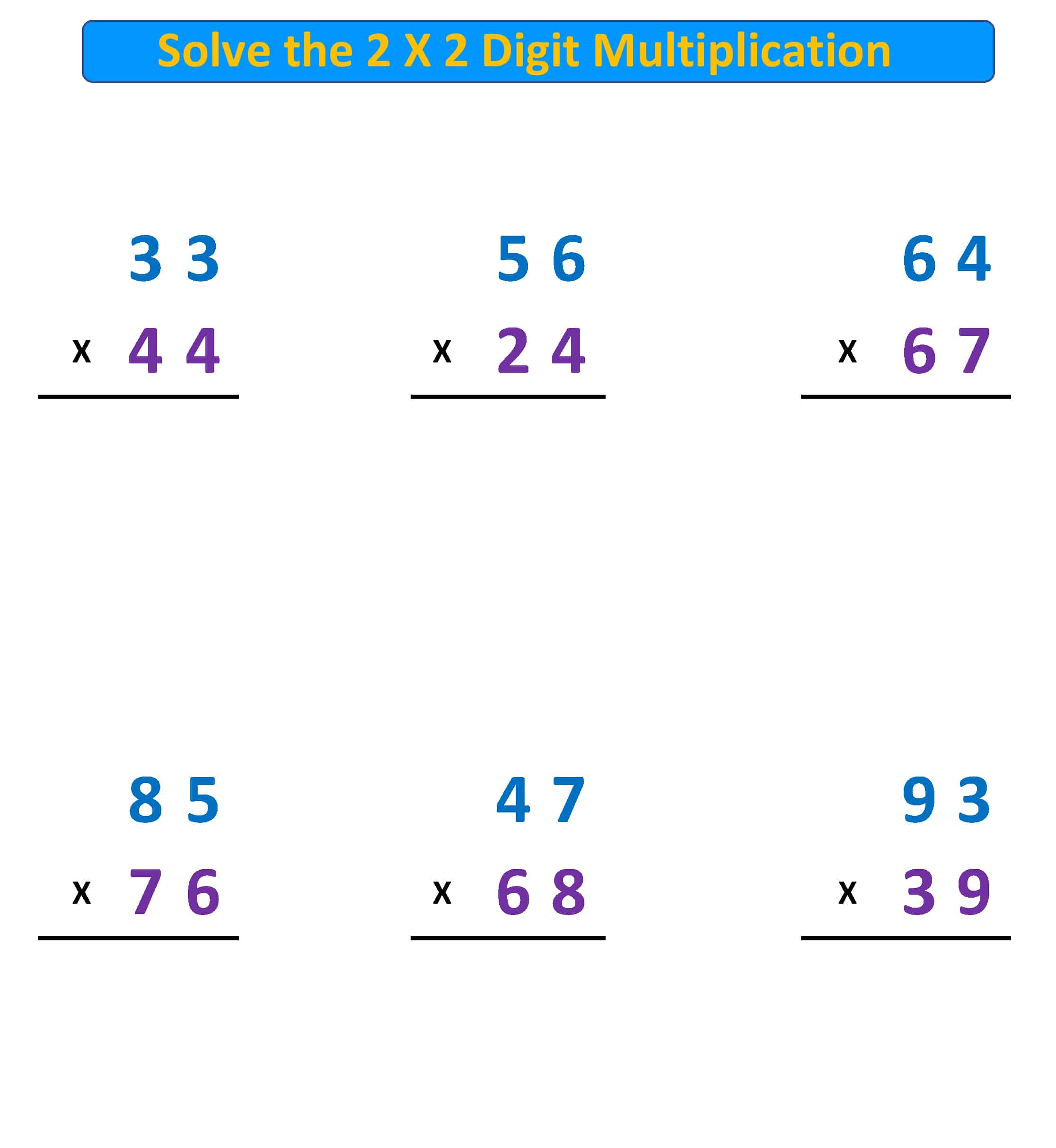 Multiplication Problems 2 X 2 Digit With Regrouping Mr R s World Of