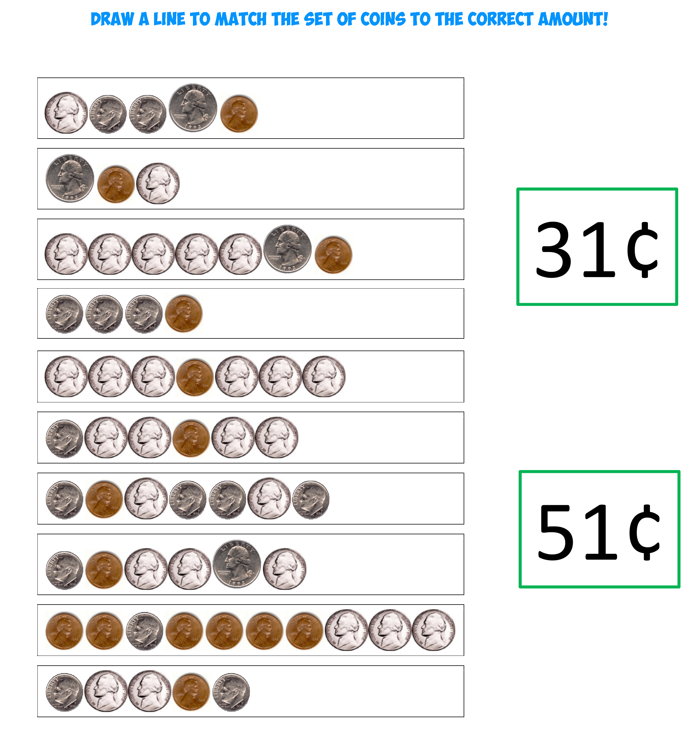 Coin Match Worksheet 1 Mr R s World Of Math