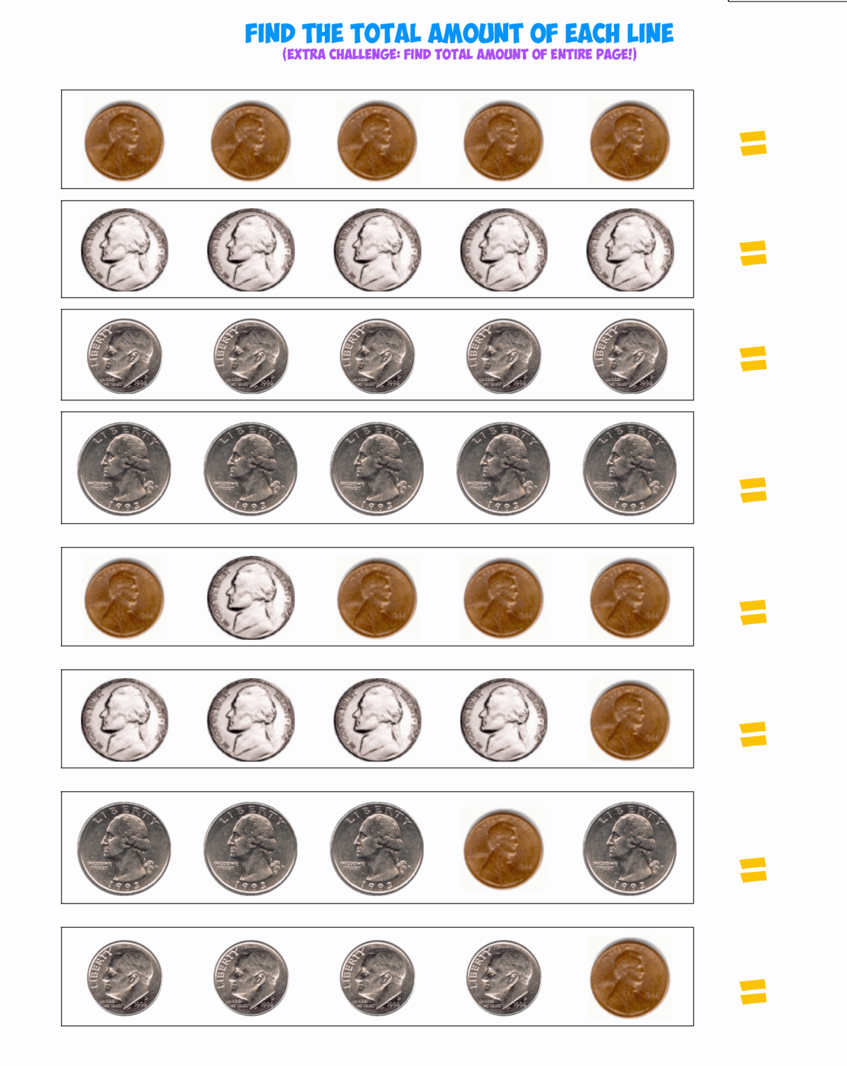Coin Value Worksheet