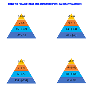 integer worksheet pyramid