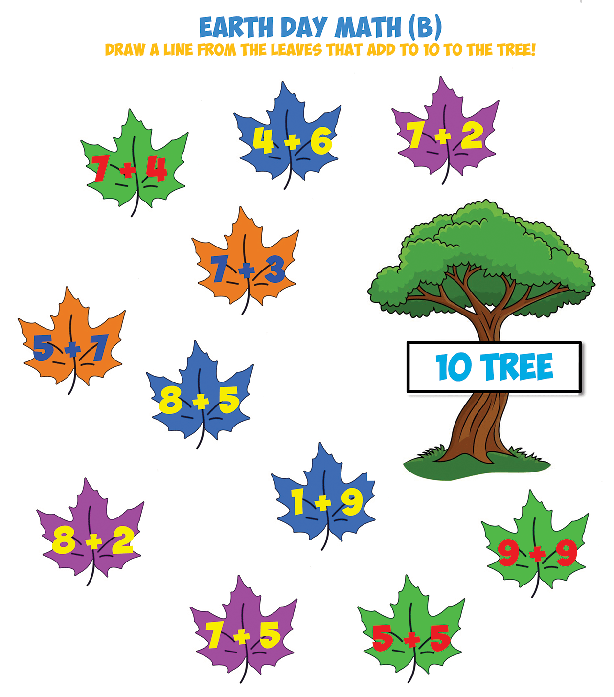 earth day addition sheet 2 tens